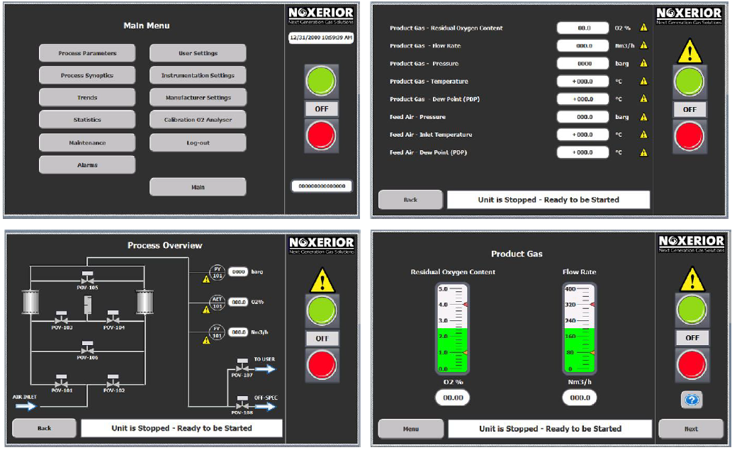 Noxerior touch screen controls