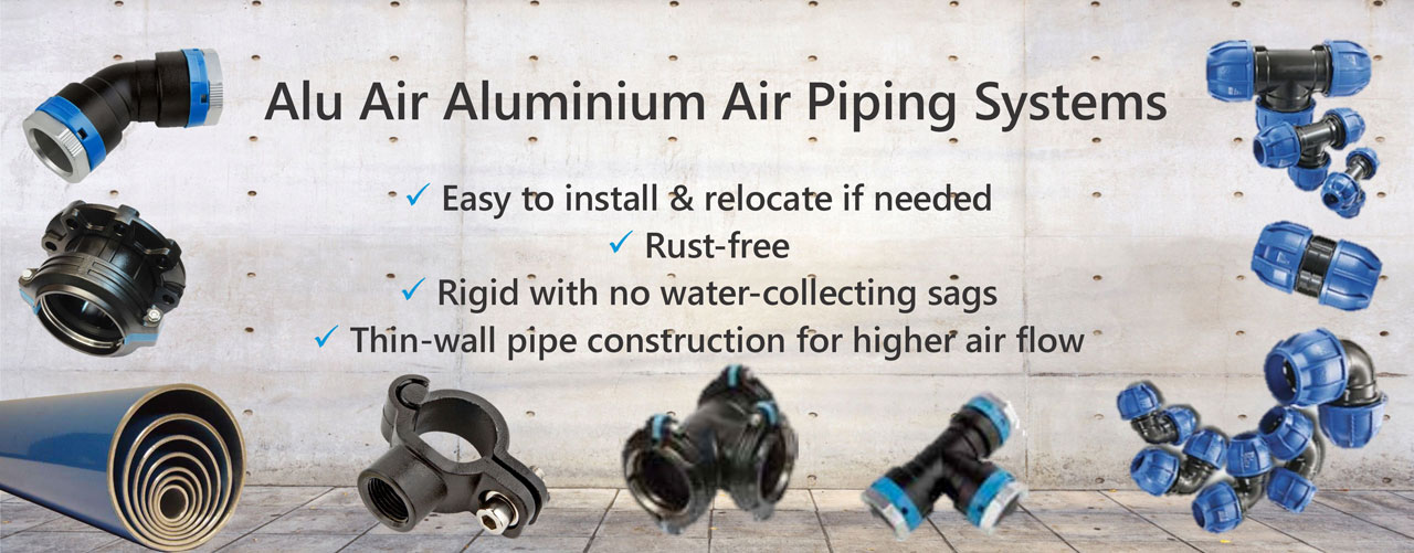 Pneutech ALU AIR reticulation piping series from Industrial Air Systems NZ