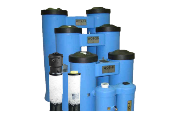 Oil and water separators for compressed air