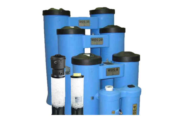 Oil and water separators for compressed air