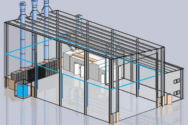 Compressed air system inside shed for Gloss Boats